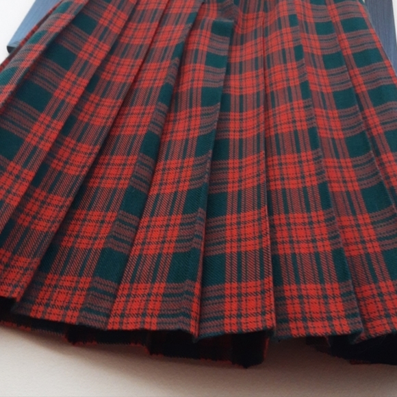 Vintage High Waist Plaid Pleated Skirt - Picture 4 of 16